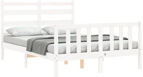 Cama sem colchão 140x200 cm madeira de pinho maciça branco
