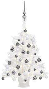 vidaXL Árvore Natal artificial pré-iluminada c/ bolas branco