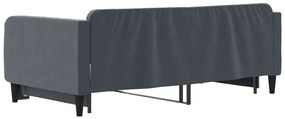Sofá-cama com gavetão 90x190 cm veludo cinzento-escuro