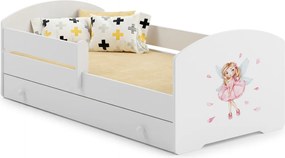 Cama infantil branca Luk fada 140x70 com gaveta - colchão e estrado incluído