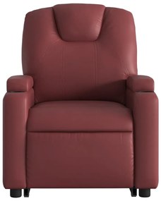 Poltrona reclin. elevatória elétrica couro artif vermelho-tinto