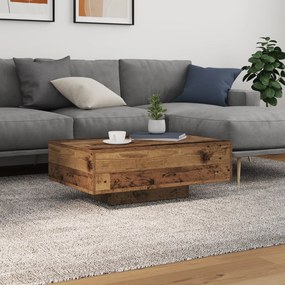 Mesa de Centro vidaXL com Luzes LED Madeira Antiga 85x55x31 cm
