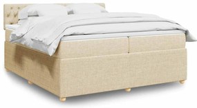 vidaXL Cama com molas/colchão 200x200 cm tecido cor creme