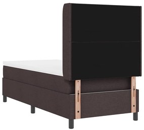 Cama box com colchão marrom escuro 90x200 cm em tecido