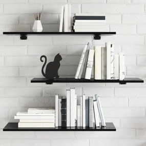 vidaXL Prateleiras estante 8pcs 80x30x1,5cm contrapl. preto brilhante