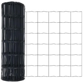 Cerca Euro com 13 postes espinhos 1x25 m de aço galvanizado cinza