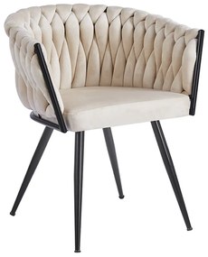 Cadeira Widny Black Veludo - Beige