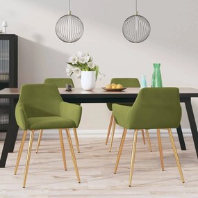 vidaXL Cadeiras de jantar 4 pcs veludo verde-claro