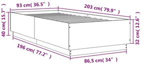 Estrutura de cama 90x200cm derivados de madeira carvalho sonoma