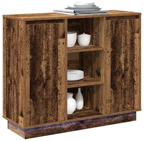 Aparador com LED Madeira Velha 90x32x75 cm Madeira Revestida