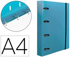 Arquivo Con Recarga Y Solapa A4 Cuadro 5mm 100 Folhas 80g Polipropileno 4 Anillas 40mm Celeste Opaco