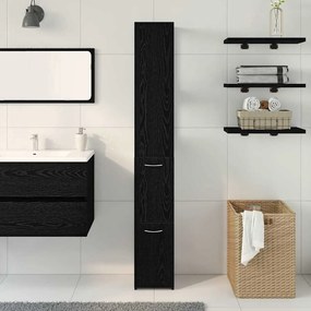 Armário de Casa de Banho vidaXL Preto Carvalho 25x25x170 cm Madeira de