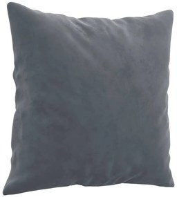 3 pcs conjunto de sofás com almofadas veludo cinzento-escuro