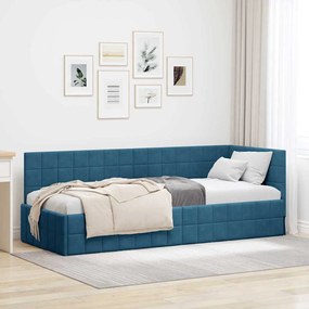 vidaXL Estrutura de Cama de Canto Azul 80 cm x 200 cm Veludo