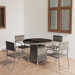 vidaXL 5 pcs conjunto jantar p/ jardim vime PE antracite e cinzento