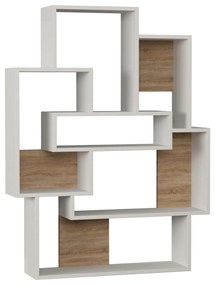 Estante Barce – 101x22x132 cm – Branco e Carvalho – Design Escandinavo