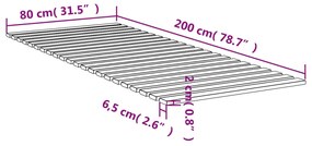 Ripas para estrado de cama 80x200 cm madeira de pinho maciça