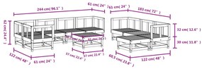 10 pcs conjunto lounge de jardim pinho maciço