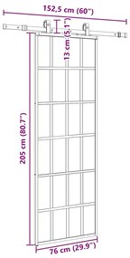 Porta deslizante c/ conj. ferragens 76x205cm vidro ESG preto