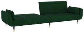 Sofá-cama 2 lugares com duas almofadas veludo verde-escuro