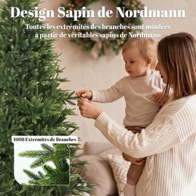 Árvore de Natal Artificial Nordmann, 120 x 120 x 210 cm, 1008 Pontas em PE Realistas, Verde