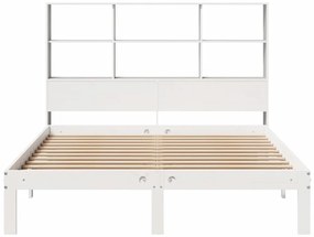 Cama com estante sem colchão 120x200 cm pinho maciço branco
