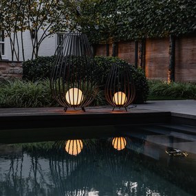 Conjunto de candeeiros de pé pretos com opalina 110 cm e 70 cm - Angela