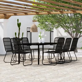 vidaXL 9 pcs conjunto de jantar para jardim preto