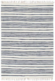 vidaXL Tapete chindi tecido à mão algodão 160x230 cm azul e branco