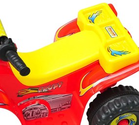 Moto-quatro Infantil com bateria, tipo Carro Elétrico- Vermelho Amarelo e Preto - Polipropileno - 65 x 43 x 43 cm