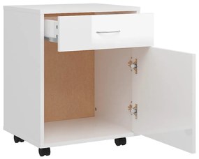 Móvel com rodas 45x38x54 cm derivados madeira branco brilhante