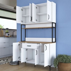 Armário Alto de Cozinha "Stella" - 120 x 198,6 x 40 cm - Nogueira e Br