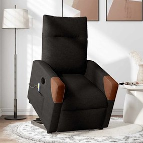 Poltrona elétrica elevatória massagens tecido preto