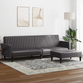 vidaXL 2 pcs conjunto de sofás couro artificial cinzento