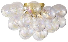 Candeeiro de Teto Design Latão com Vidro Arco-Íris 6 Luzes - Uvas Design