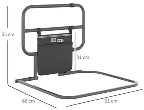 Grade para Cama Adulto Guarda de Segurança para Cama Dobrável com Bolso de Armazenamento 71x61x86-104 cm Cinza