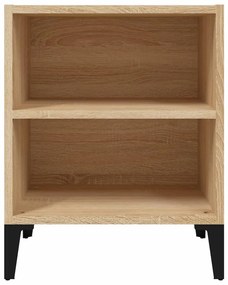 Mesa de cabeceira c/ pernas em metal 40x30x50cm carvalho sonoma