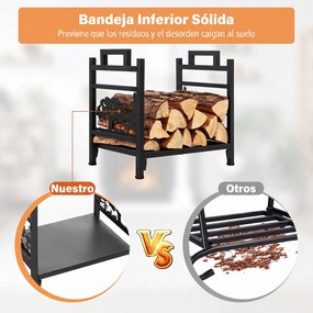 Suporte para Lenha Decorativo, 45 x 33 x 44 cm, Capacidade até 50 kg, Preto