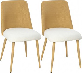Conjunto de 2 Cadeiras de Cozinha (MESA NÃO INCLUIDA) com Encosto em PU Pernas de Aço e Assento Almofadado 47,5x57x84 cm Castanho e Bege
