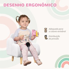 ZONEKIZ Poltrona para Crianças Poltrona Infantil em Forma de Nuvem com Tato Suave para Crianças de 1,5-5 Anos Carga Máxima 40 kg 46x51x55 cm Branco