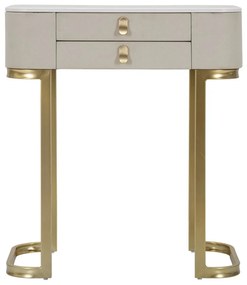 MESA CONSOLA COM 2 GAVETAS BEAUTY 70X40X80 CM CREME E DOURADO