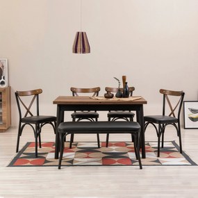 Conjunto de Mesa de Jantar Extensível Oliver – Preto – Mesa: 120x77x75