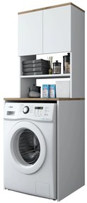 Móvel para Máquina de Lavar KD101 – Branco Nogueira – 65x183,6x60 cm