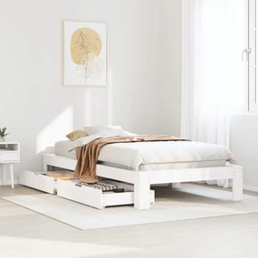 Cama sem colchão 75x190 cm madeira de pinho maciça branco