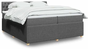 Cama com molas/colchão 200x200 cm tecido cinzento-escuro