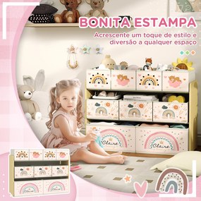 Organizador para Brinquedos para Crianças com 9 Cestas de Tecido não Tecido 93x30x70 cm Multicor
