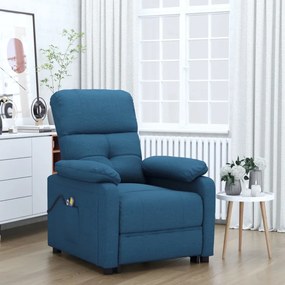 vidaXL Poltrona de massagens elétrica tecido azul