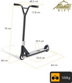 Trotinete acrobática Tundra Premium 64 x 48,5 x 84 cm Preto + Branco