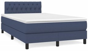 vidaXL Cama box spring c/ colchão e LED 120x190 cm tecido azul