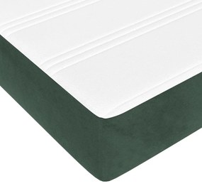 Cama boxspring com colchão 120x200 cm veludo verde-escuro